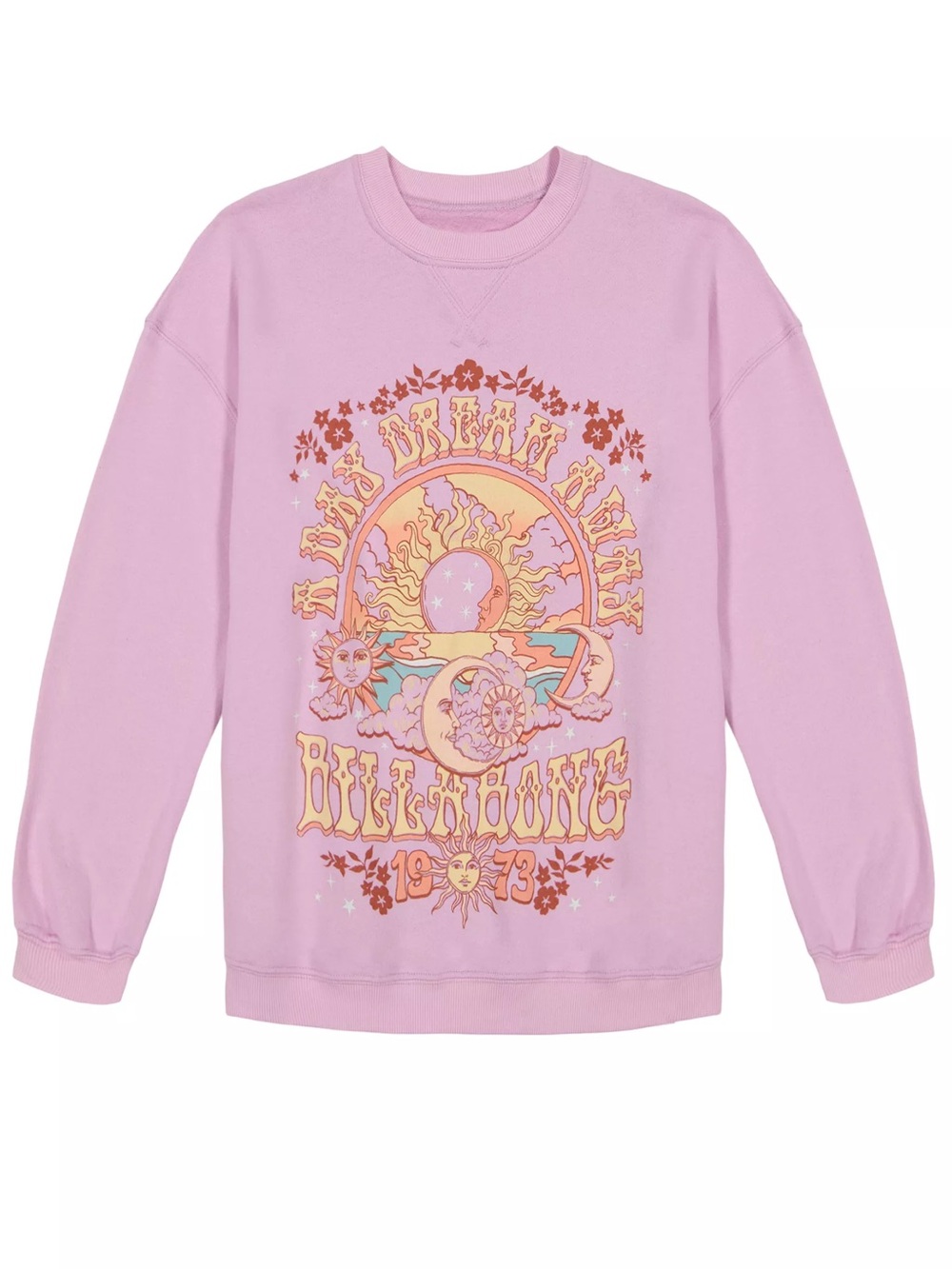 Billabong Light Pink Graphic Crewneck Sweatshirt Medium